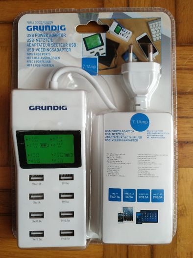 GRUNDIG carregador c/ 8 portas usb 5V 0.5A 1A 2.1A