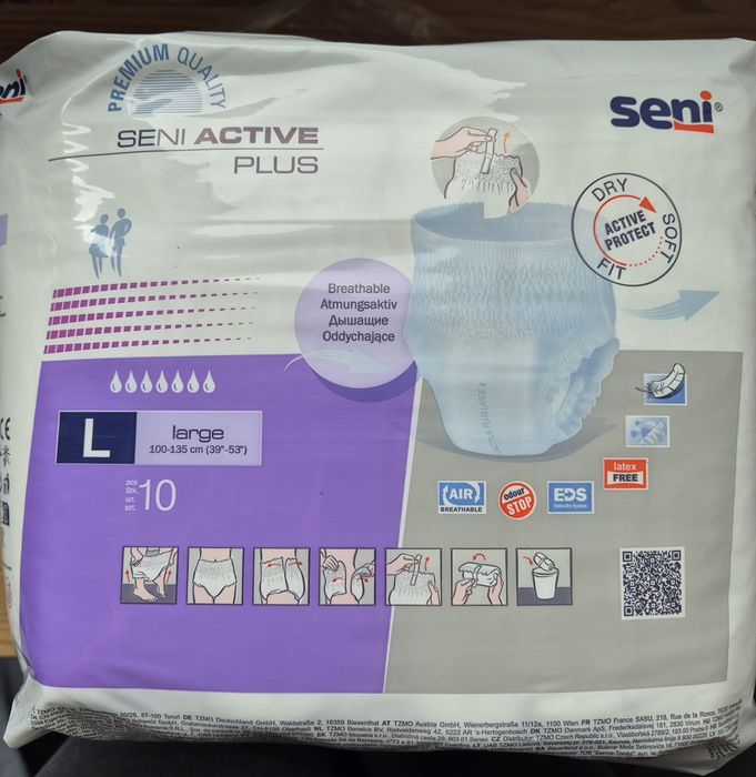 Pieluchomajtki Seni active plus 3 paczki