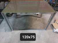 Stół metalowy ze szklanym blatem 120x75