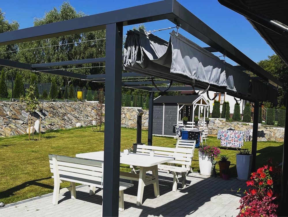 Pergola ogrodowa z roleta rzymska 5x4m