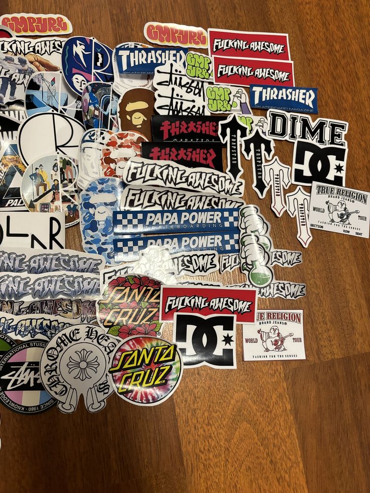 Стикеры паком Fucking Awesome,bape,polar,big boy,stussy,Santa Cruz