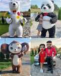 Biały Miś LUKSUS Żywa maskotka Panda Goryl Tancerze Stitch urodziny.