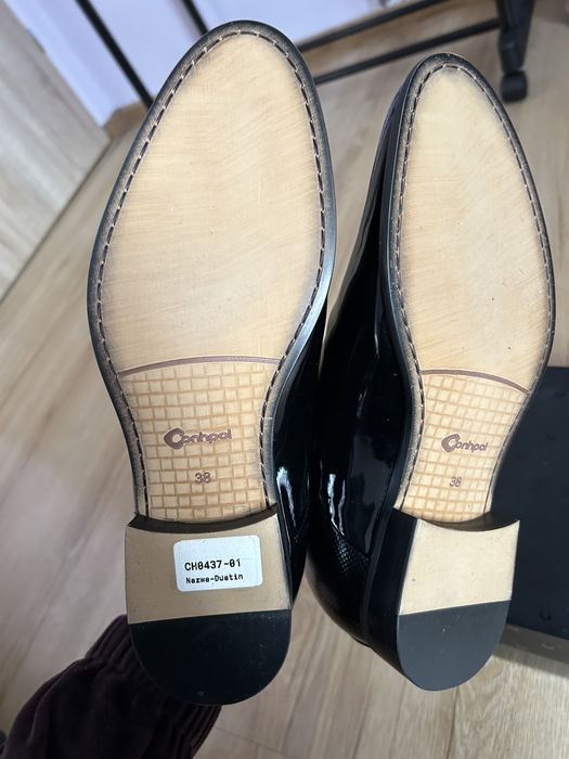Nowe męskie buty 38 Cohnpol skóra lakierowana podwyższone 7 cm