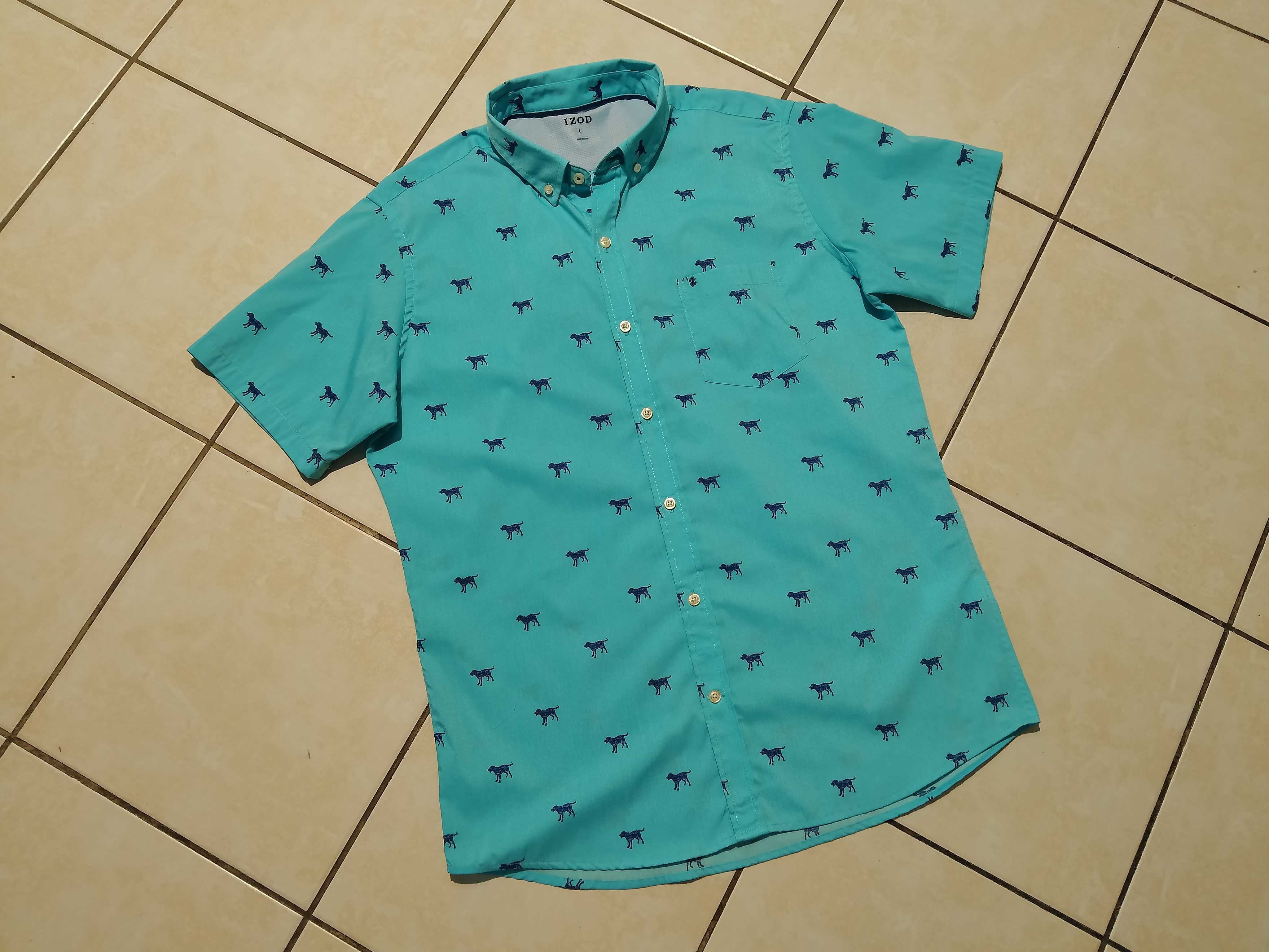 IZOD USA - NOWA! z LOGO Koszula Męska krótki rękaw rozmiar L