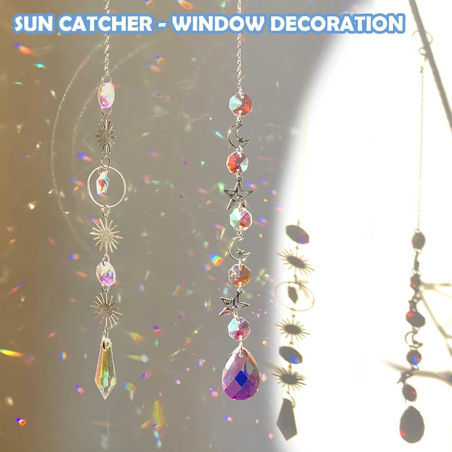 Kryształowy łapacz słońca, wiszące kryształy do okien ZESTAW 4 SZT