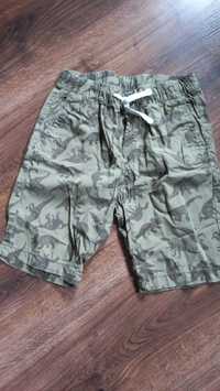 Krótkie spodenki dla chłopca H&M shorty zielony dinozaury r.128