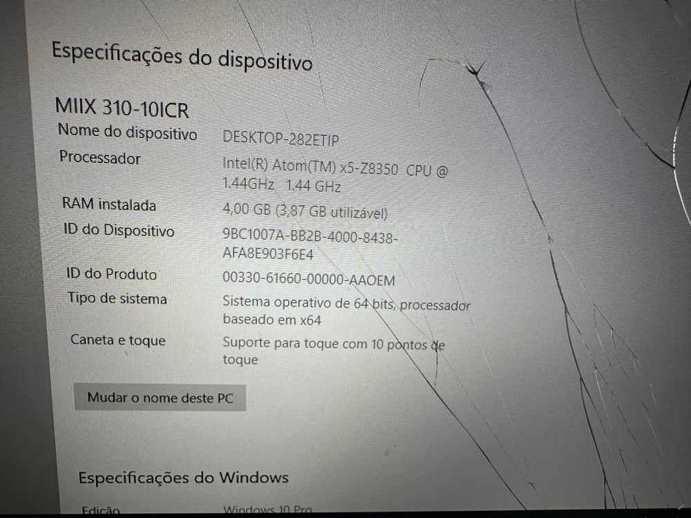 lenovo 310 10LCR com carregador