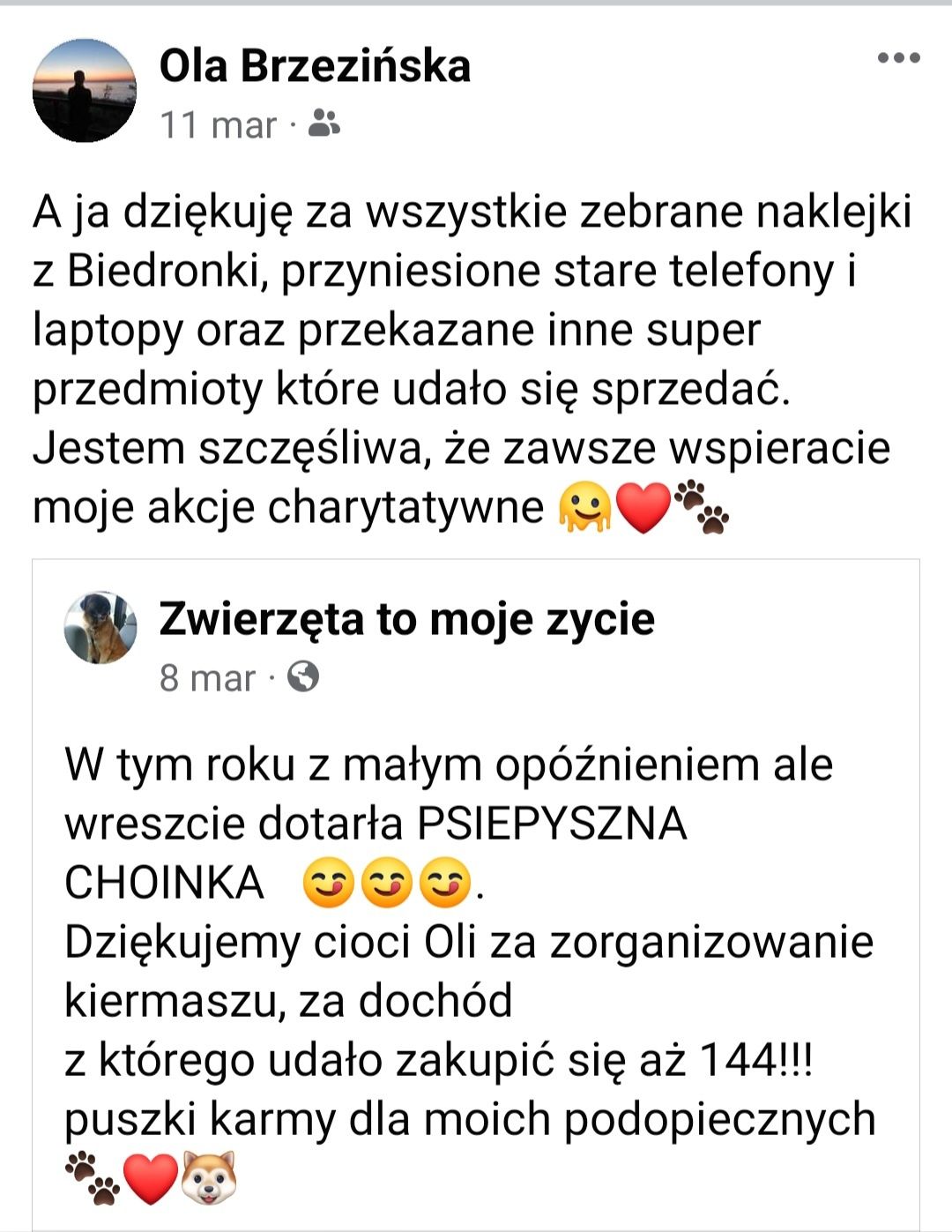 Kartki świąteczne bilecik do prezentu  10sztuk na cele charytatywne