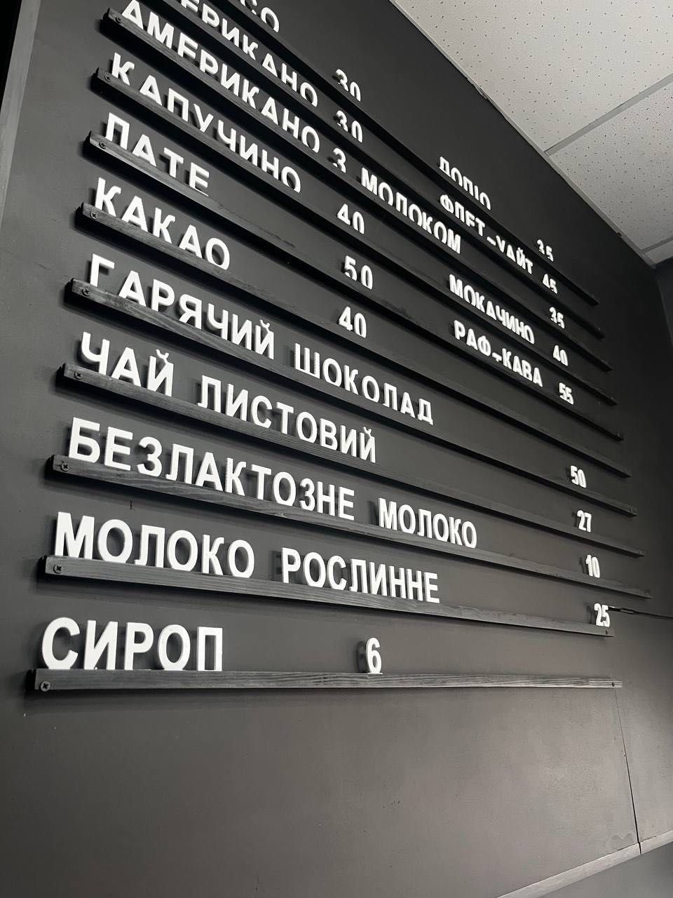 Наборное меню, стенд с меню, вивеска с ценами,банер
