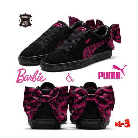 puma & barbie жіночі замшеві кросівки з бантом лімітована колекція