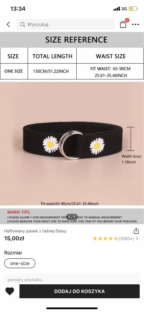 Haftowany pasek z taśma Daisy