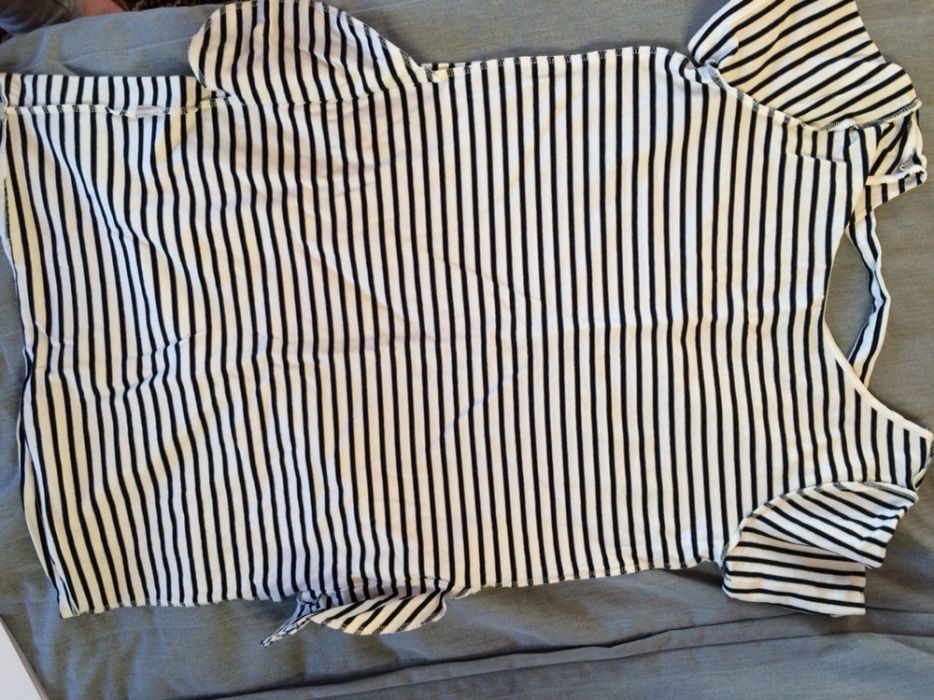 Massimo Dutti marynarski L 40 w paski sukienka z aplikacją na plecach