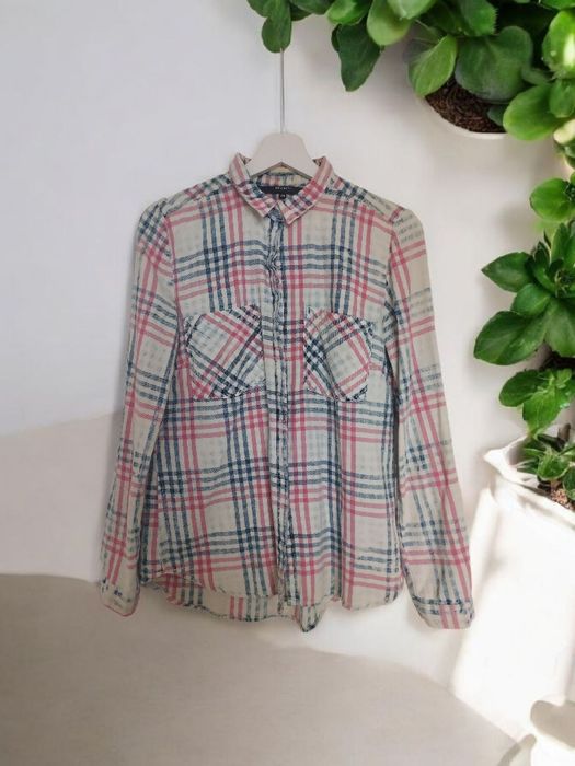 Koszula Reserved w kratę długi rękaw casualowy styl oversize'owy krój