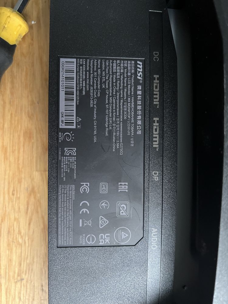 Продам ногу і плату від монітору MSI g273cq