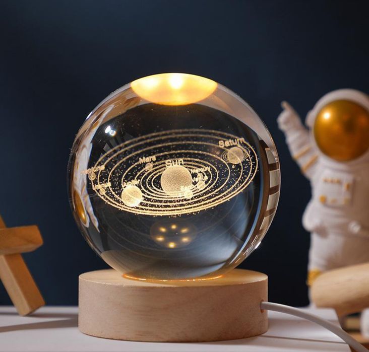 Декоративна 3D нічник кришталева куля "Сонячна система" від PowerBank/