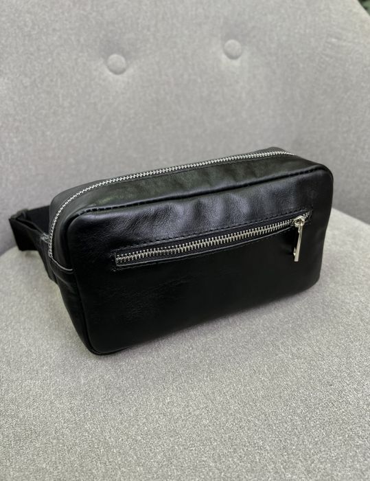 Крутая мужская бананка кентуки, кожаная черная сумка через плечо