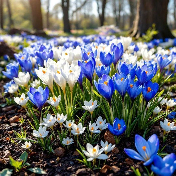 Wiosenny KROKUS cebulki 50 szt MIX NIEBIESKI BIAŁY krokusy krokusów