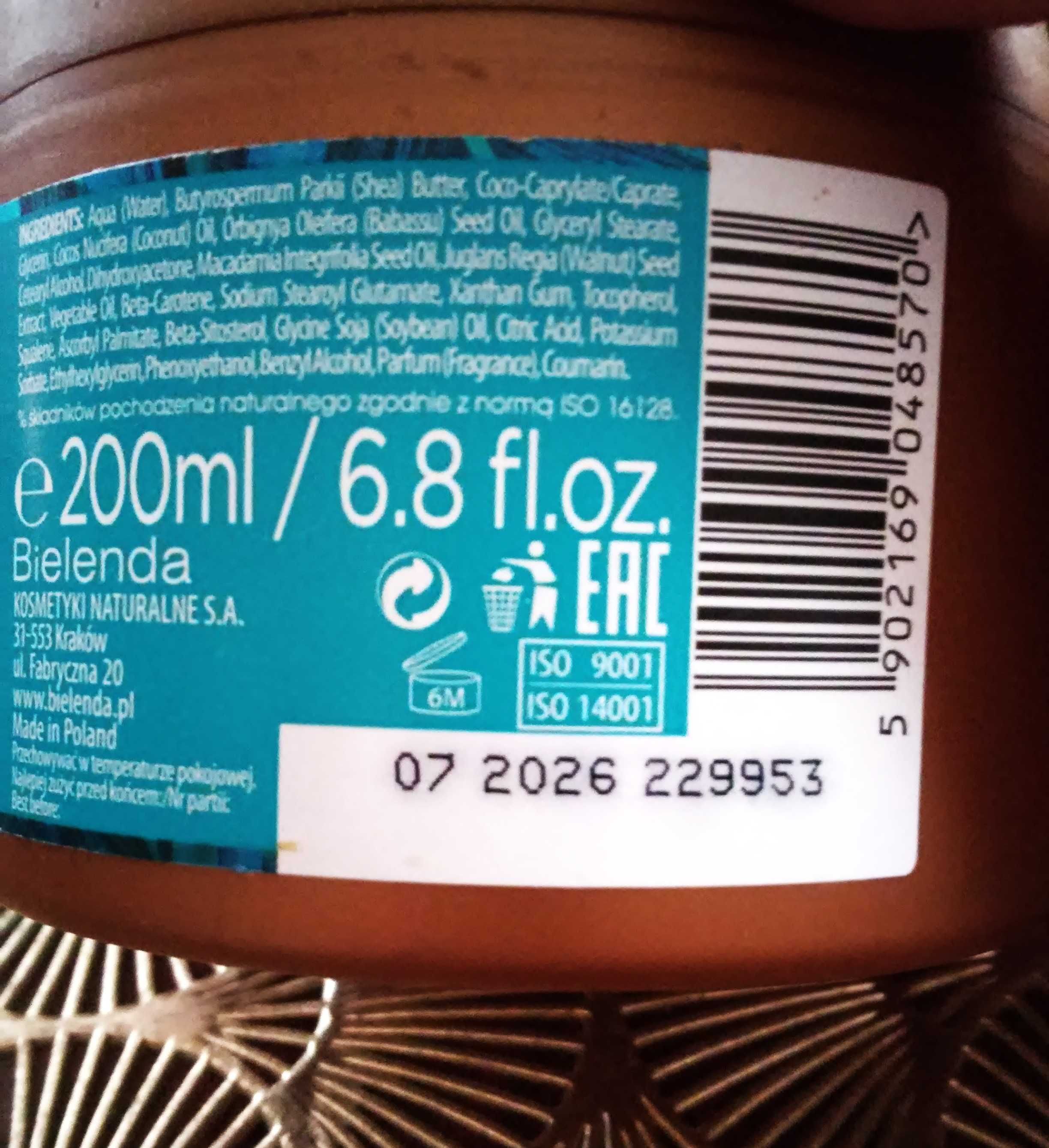 Bielenda Bronzing Coco masło do ciała 200ml + gratis
