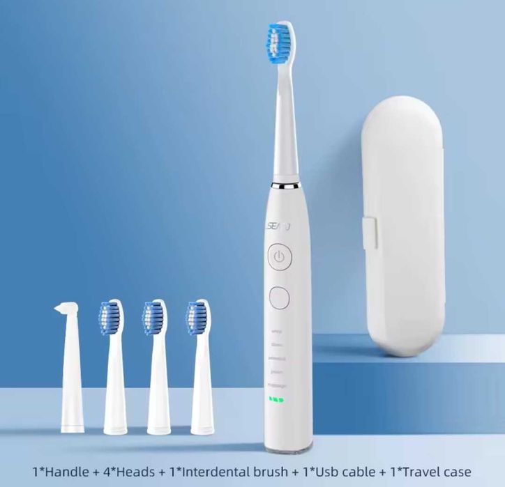 Электрическая звуковая зубная щетка Seago SG-575 Черная,Белая (Мятые)