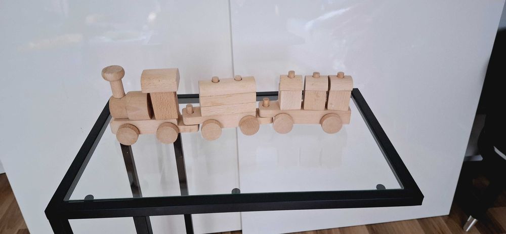 Drewniana kolejka pociąg drewniany składany rozkładany klocki drewnian