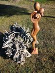 Elegancka Rzeźba Miłosna z Litego drewna Suar 80cm Rękodzieło Para
