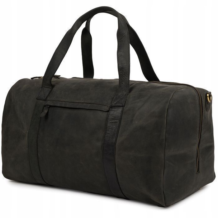 Torba podróżna skórzana weekendowa ekskluzywna skóra nubuk czarna