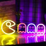 Sinal de Luz Néon LED Decorativo- Pack-Man- Decoração Gaming Néon LED
