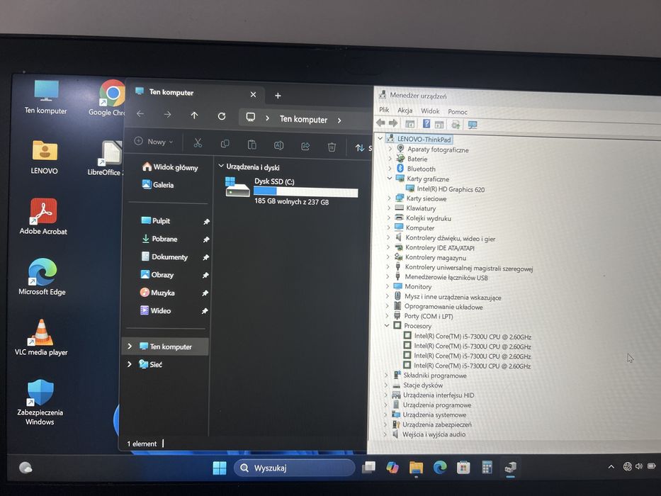 Laptop Poleasingowy Lenovo T470/SSD 256GB/DDR4-8GB/i5-7300 2,6GHz/14"/