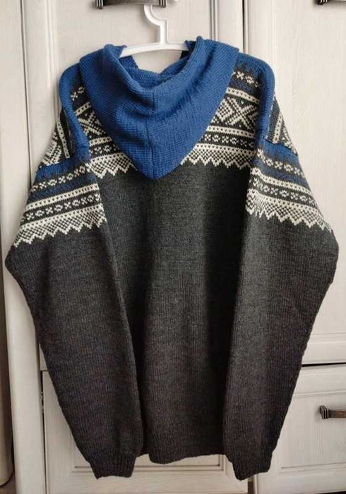 M L XL oversize tall wełniany sweter bluza norweski z kapturem unisex