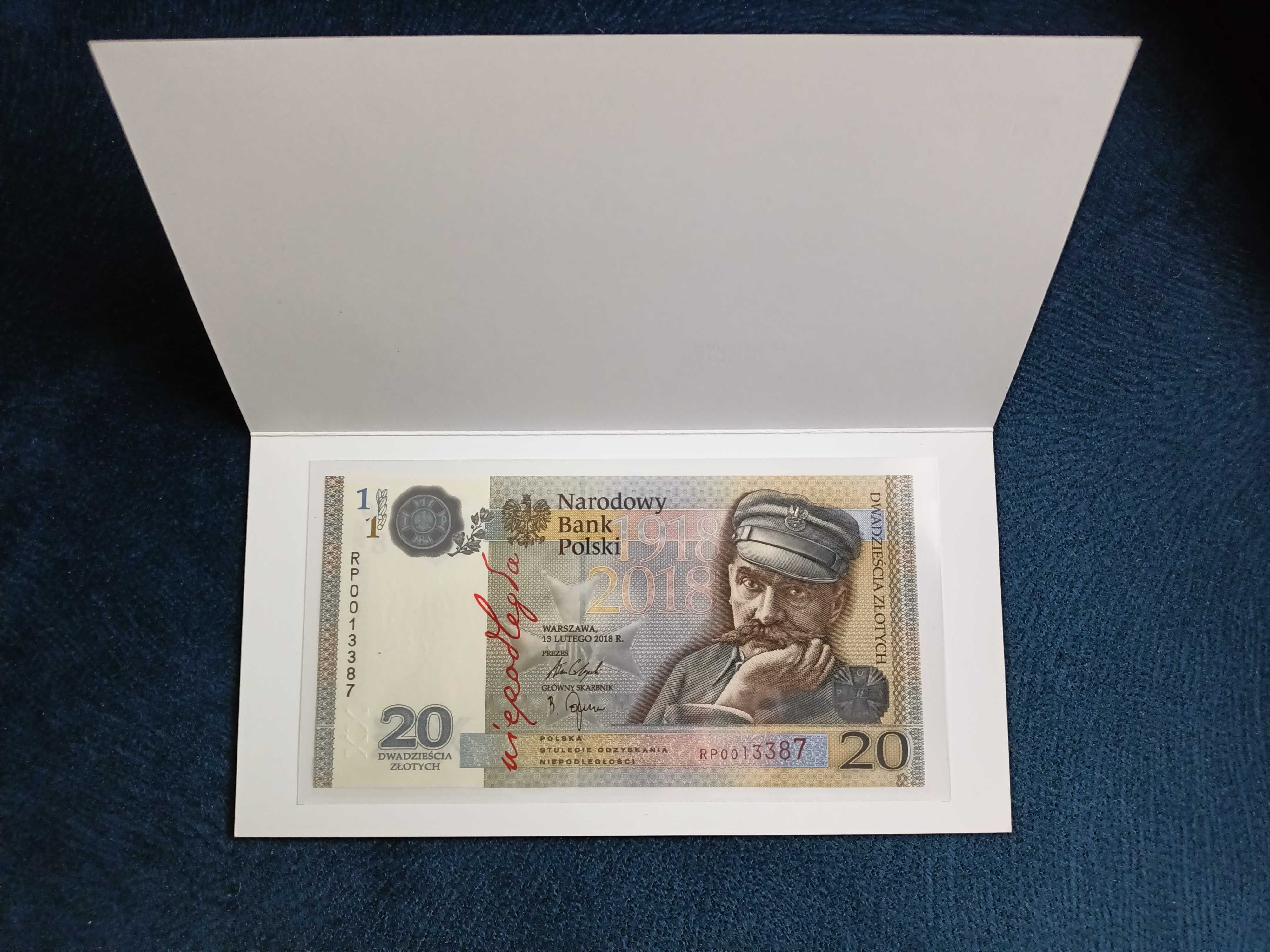 20 Złotych 2018 Niepodległość Marszałek Piłsudski stan 1 UNC