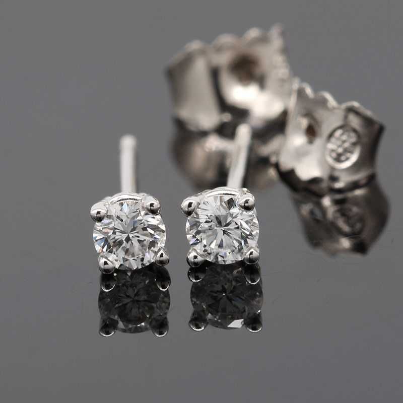 Złote kolczyki z brylantami 0.20ct białe złoto 18K