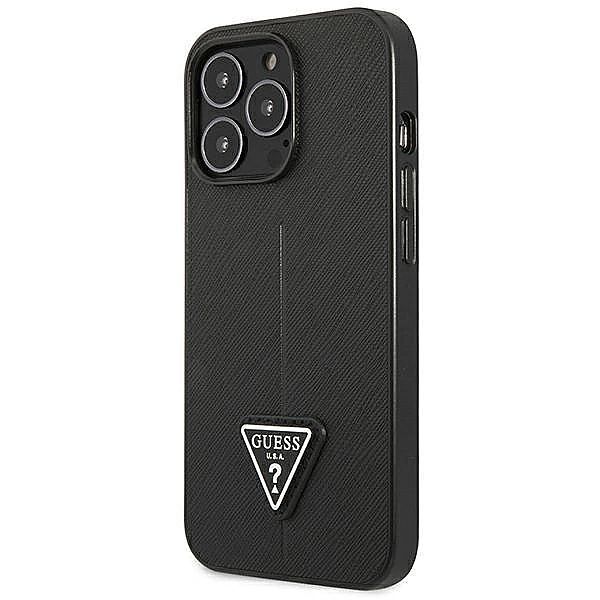Etui Guess Saffiano Triangle Logo na iPhone 14 Pro - czarne