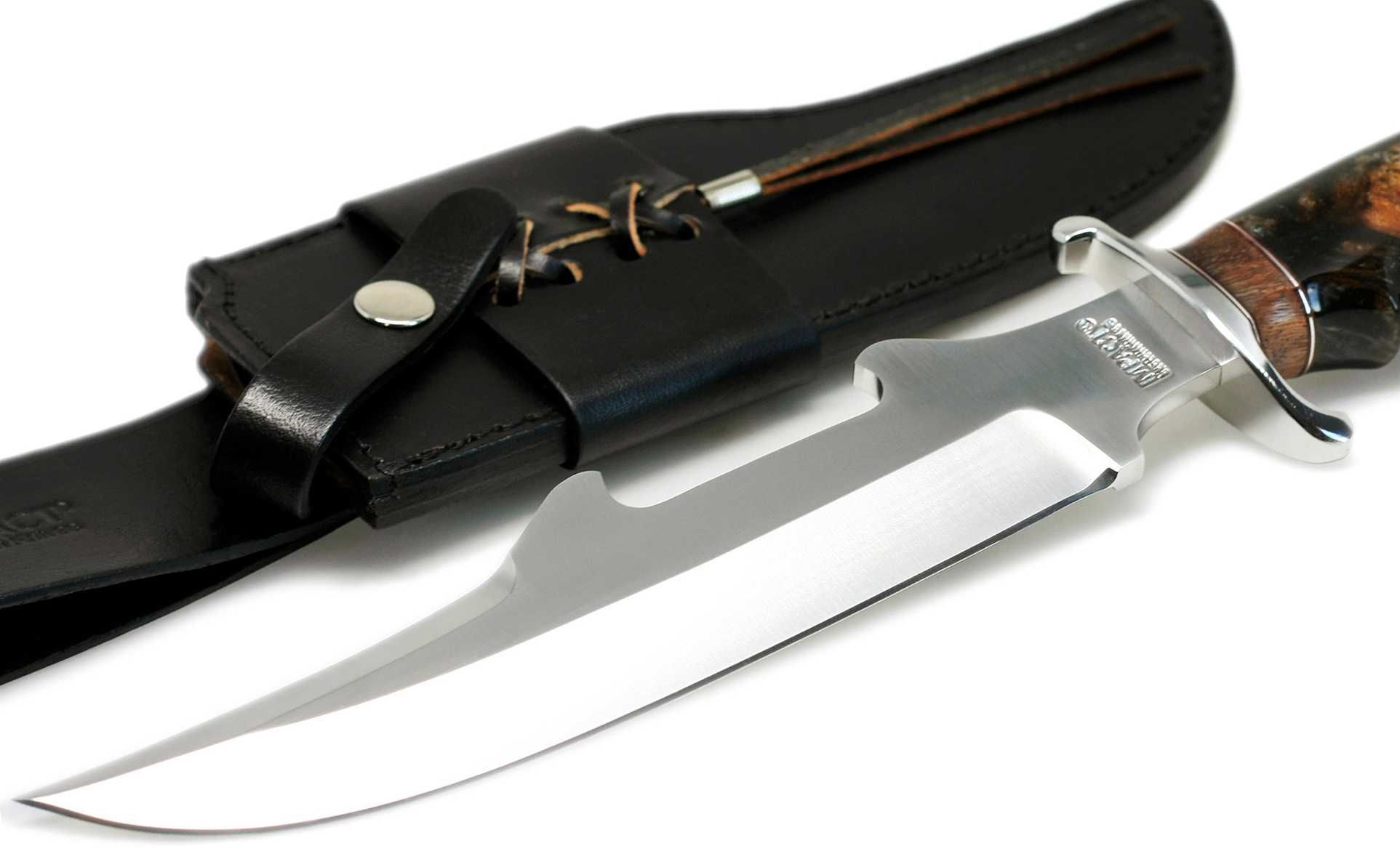 Nóż Myśliwski BOWIE survival STAL D2 skórzane etui żywica