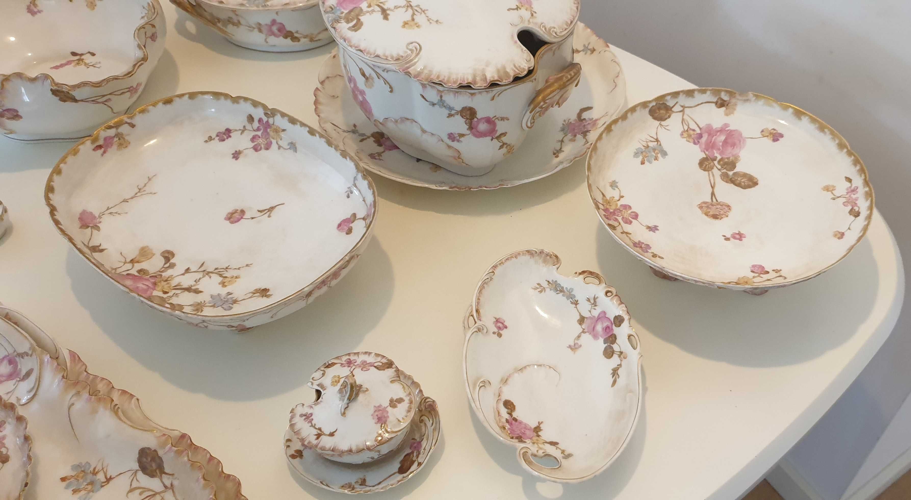 Serviço Jantar Porcelana Loiça Limoges França Aviland 42 Peças Em Mão