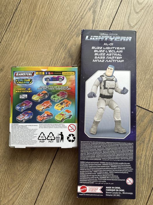 Prezent dla chlopca lalka Buzz Astral z Toy Story i dwa auta