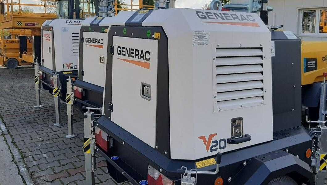 Maszt oświetleniowy GENERAC V20(4XLED) WYPOŻYCZALNIA! 24/7 8M 6000m2