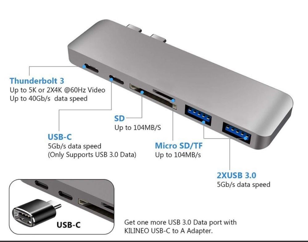 Хаб для макбука Type C USB 3 MicroSD Macbook PRO hub адаптер Hub