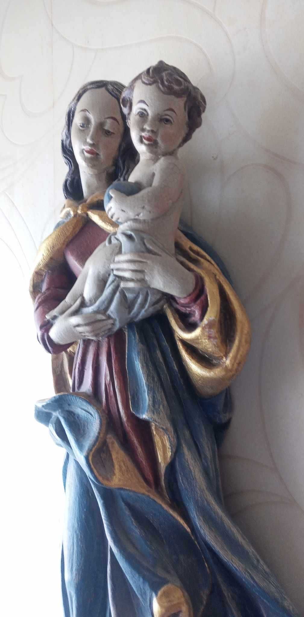 Stara figura Madonna z dzieciątkiem, 56 cm.