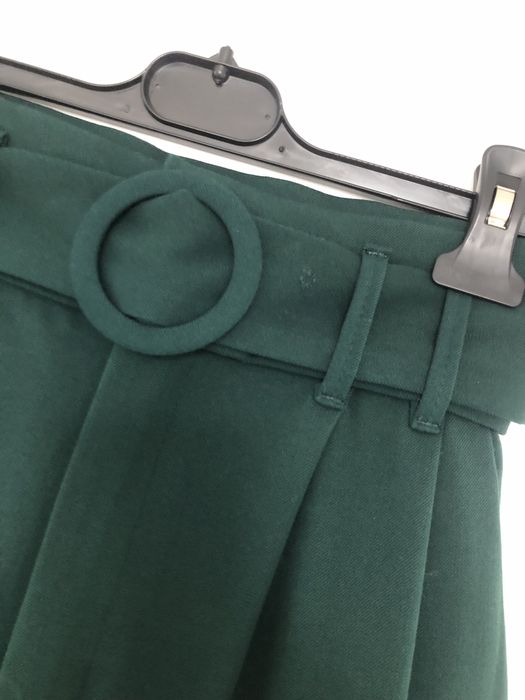 Spodnie Zara xs butelkowa zielen wysoki stan pasek