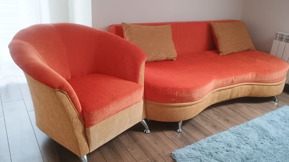 Komplet wypoczynkowy, sofa kanapa z funkcją spania i 2 fotele
