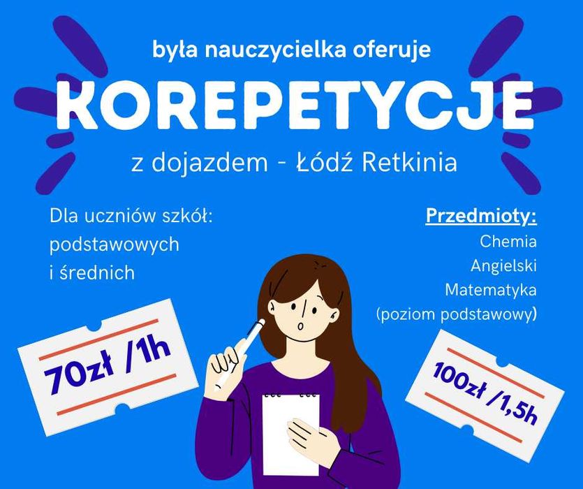Korepetycje - angielski / matematyka / chemia - stacjonarnie i online