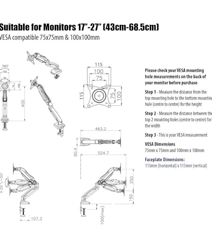 Uchwyt stojak do monitora 17-27"Invision