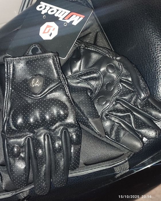 Luvas de couro estilo retro para mota