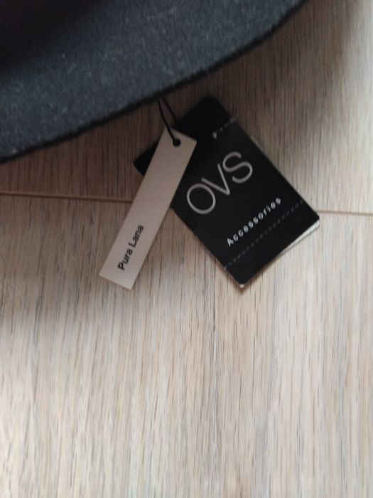 Nowy OVS 58 kapelusz 100% wełna czarny elegancki wełniany damski