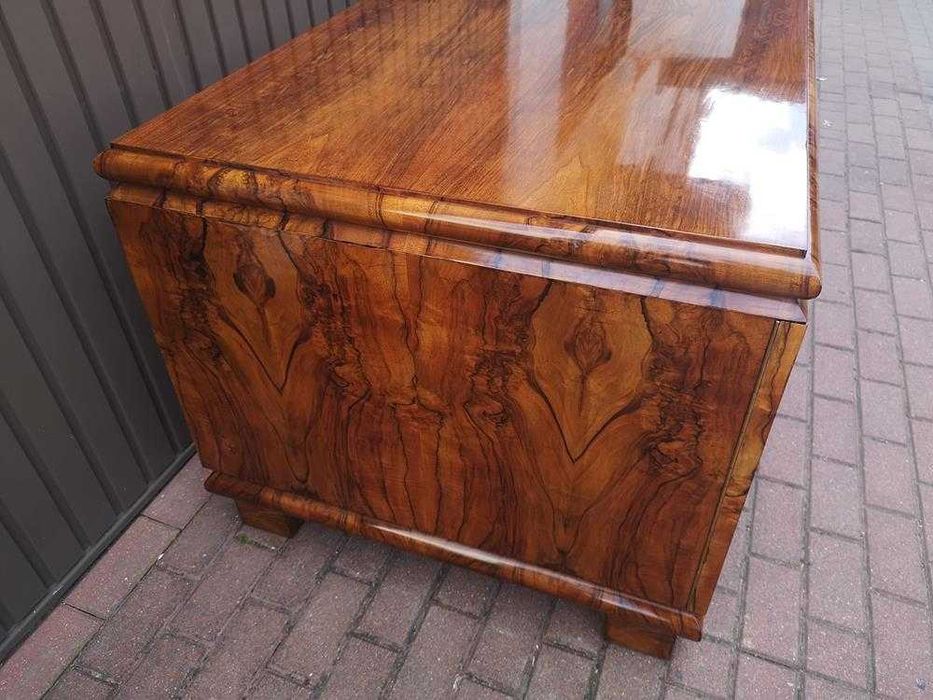 Biurko ART-DECO Orzech Politura Stare Antyk Dwustronne Po Renowacji .