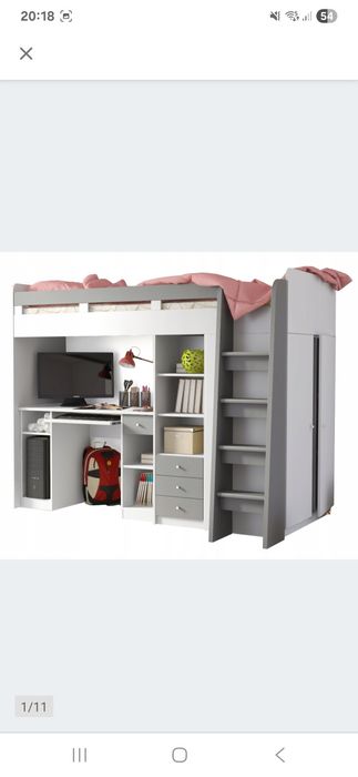 Antresola łóżko biurko szafa kombo