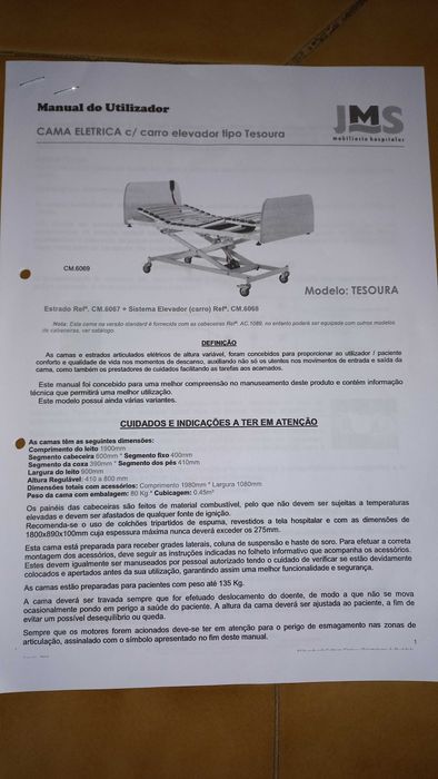 Cama Articulada JMS (Altura, Cabeceira e pés regulavéis)