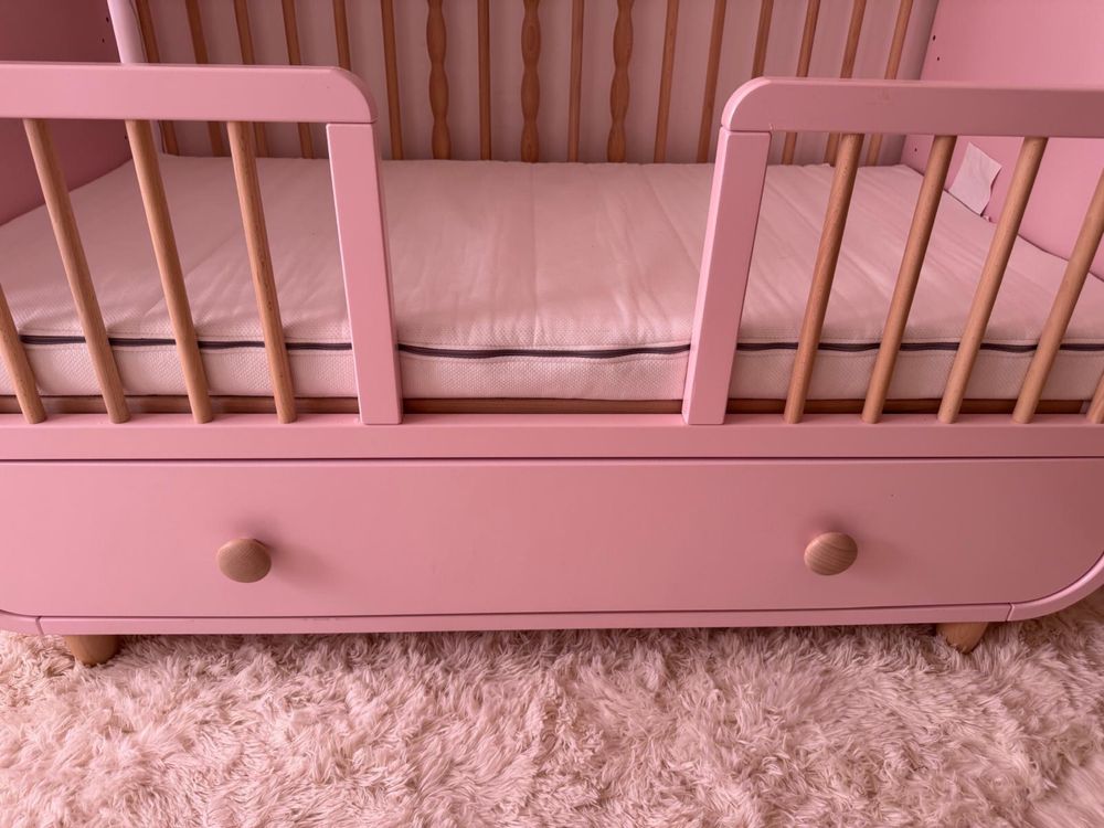 MYLLRA Berço c/gaveta, rosa, 60x120 com colchão
