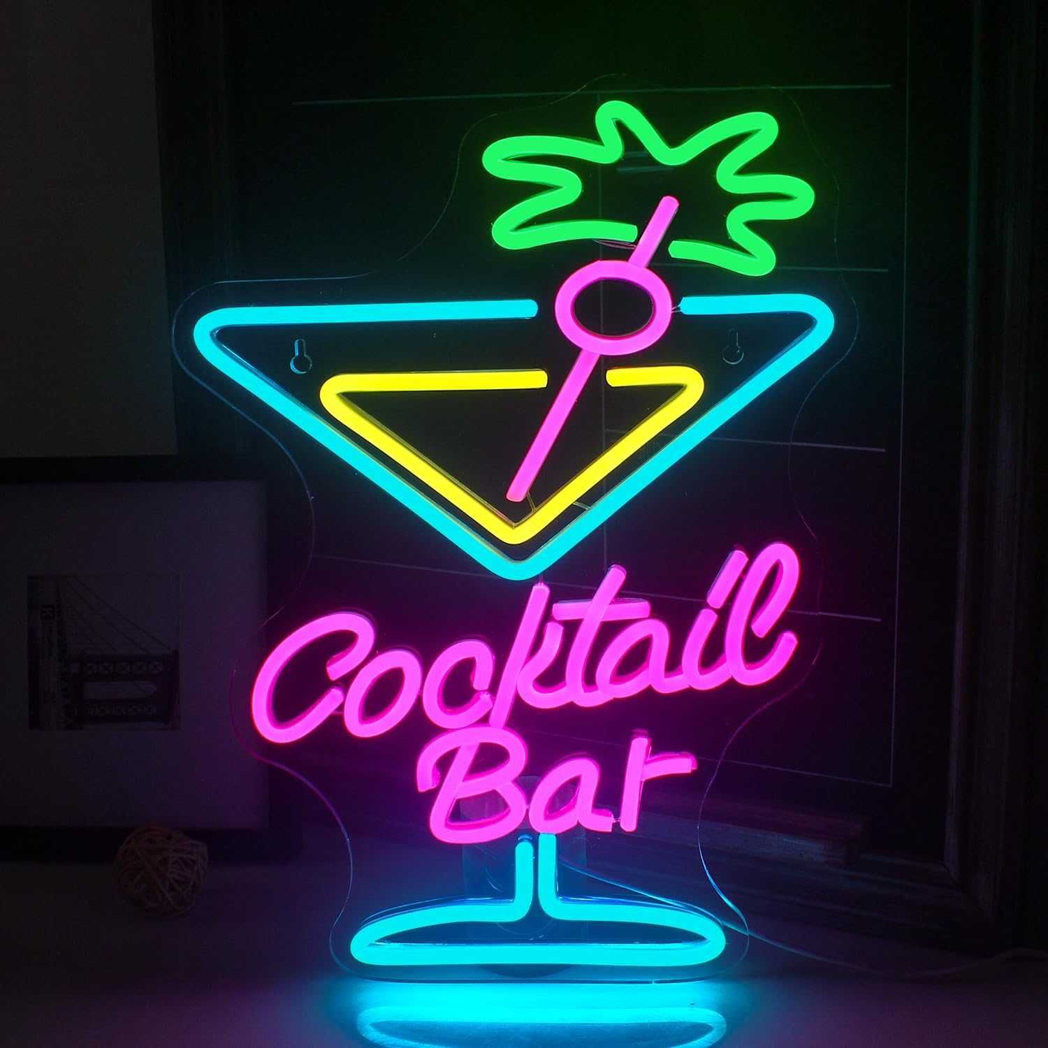 Sinal de Luz Néon LED - Copo Cocktail Bar - Decoração Néon LED