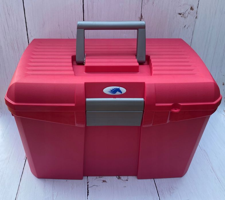 Skrzynka na szczotki dla konia koni Premium - malinowa